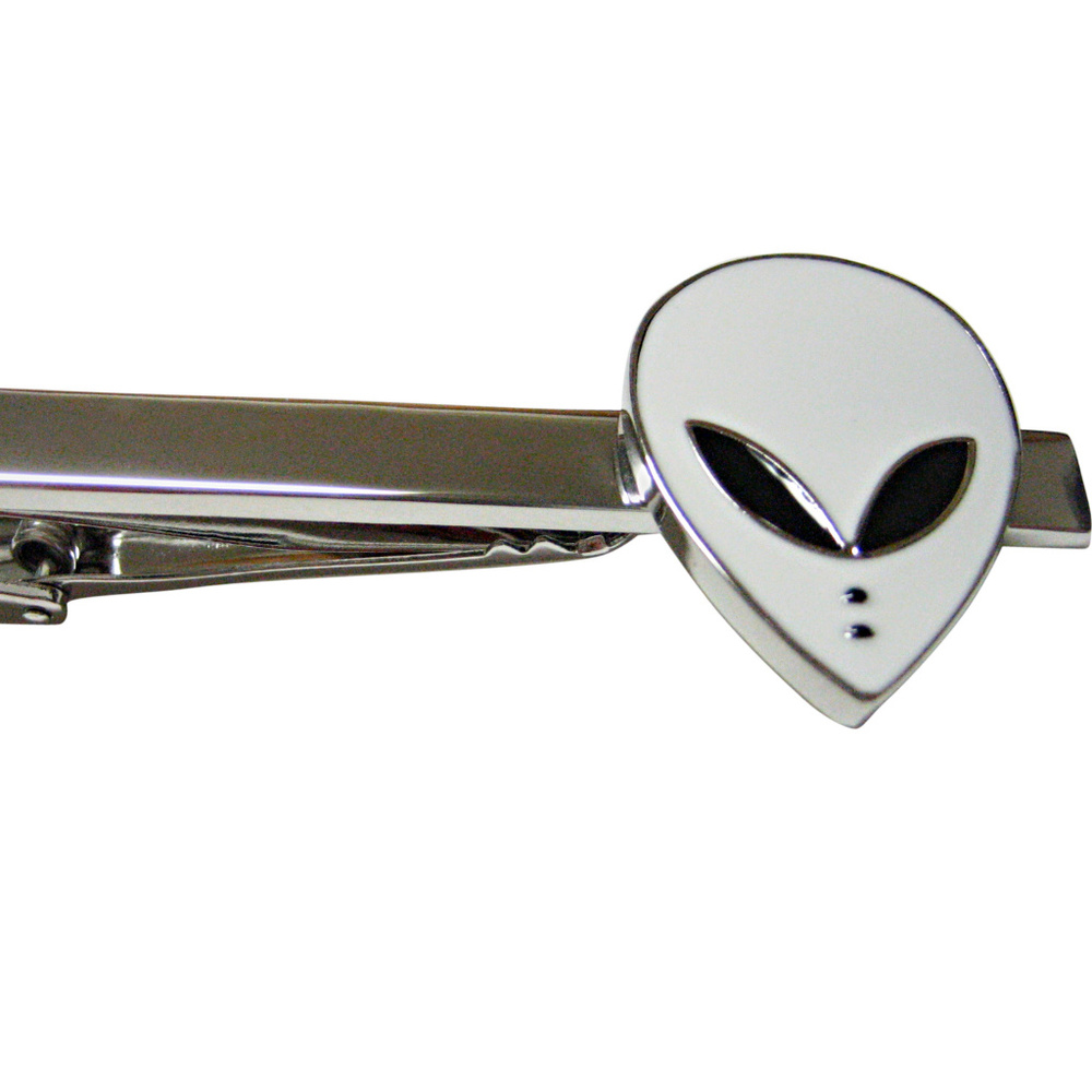 White Alien Head Square Tie Clip - image 1
